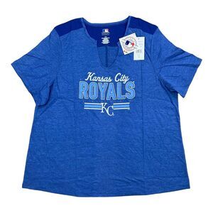 Kansas City Royals T-Shirt Women's 1X Blue Notch Vee‎ Switch Hitter MLB Tee NWT